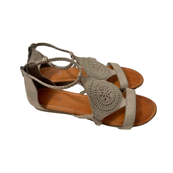 Carlos Santana Silver Braided Ankle Strap Back Zipper Sandals Size 9.5 - Picture 3 of 7